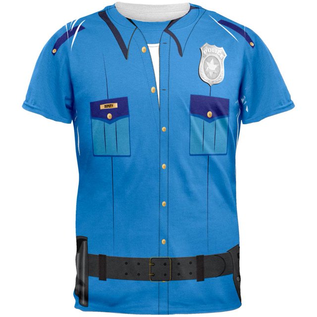 Halloween Patrol Blue Police Officer Costume All Over Adult T-Shirt