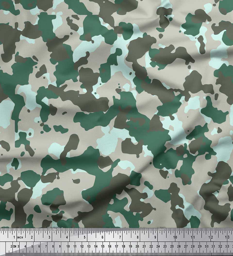 Soimoi Moss Georgette Fabric Two Tone With Grey Camouflage Print Sewing Fabric Yard 42 Inch Wide