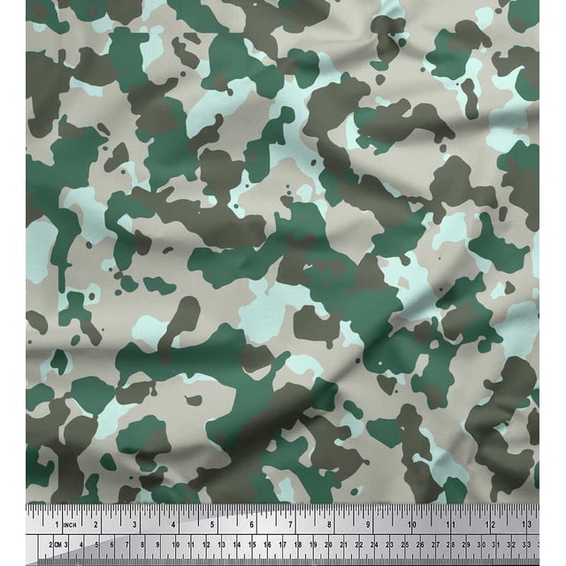 Soimoi Moss Georgette Fabric Two Tone With Grey Camouflage Print Sewing Fabric Yard 42 Inch Wide