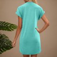 thumbnail image 4 of Ovzne Robes pour Femmes 2025 Robe pour Femme Robe Décontractée Unie Col Rond Manches Courtes Robe Décontractée Manches Courtes Liquidation, 4 of 7