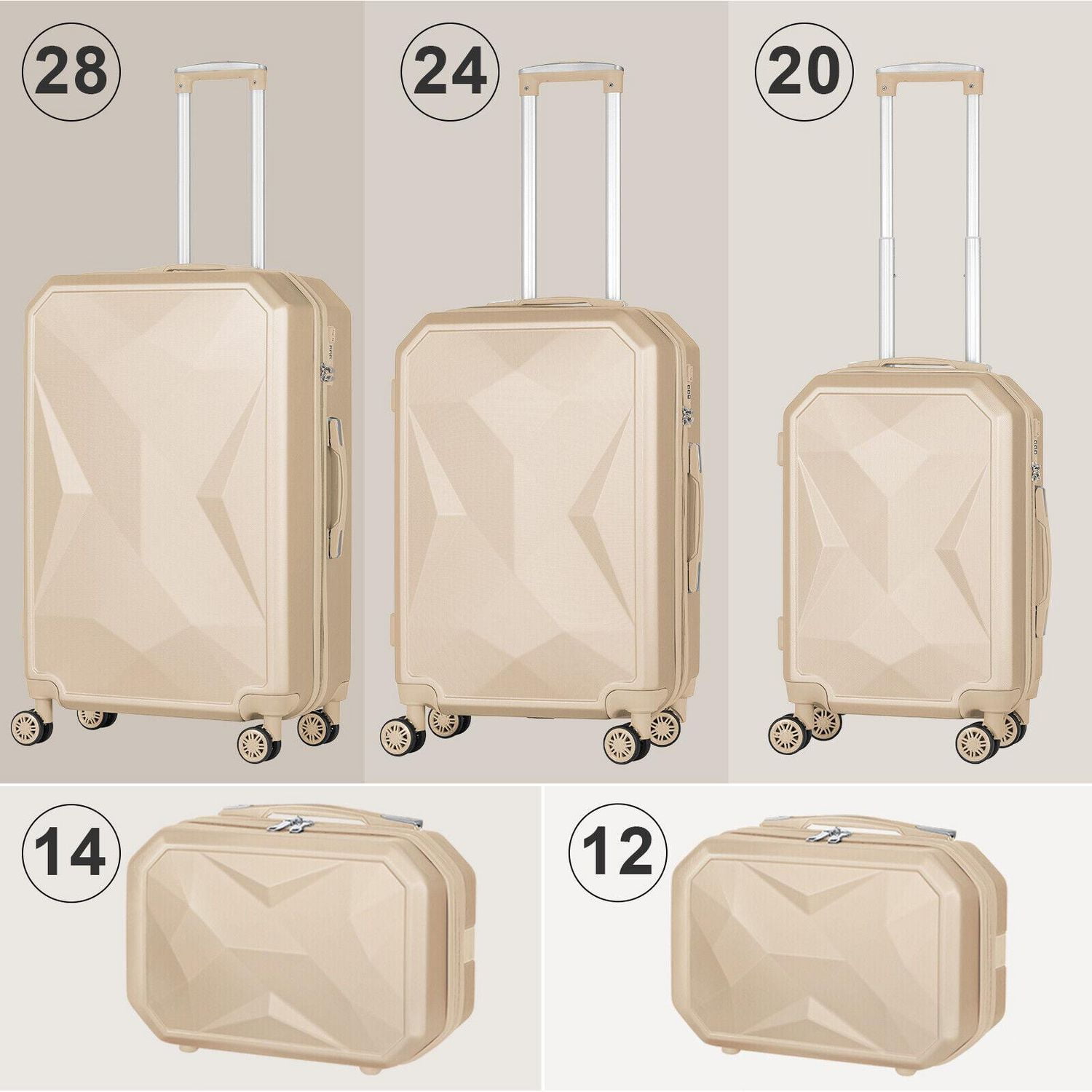 HIKOLAYAE Valise verticale avec roulette à 8 roues, 5 pièces - Conforme à la TSA