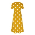 thumbnail image 4 of Tumotour Robe d'Été pour Femmes, Imprimée, Ample, Décontractée, à Manches Courtes, Col Ras du Cou, Ligne A, Évasée, Fluide, à Étages, Chemise, Maxi, Plage, Longue, 2025, Tenues Tendance avec Poches, 4 of 4