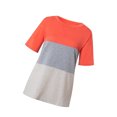 thumbnail image 3 of T-shirt pour Femmes à Blocs de Couleur, Manches Courtes, Col Rond, Blouse, T-shirt pour Femmes, Blouse, Rouge Coloré, TG, 3 of 7
