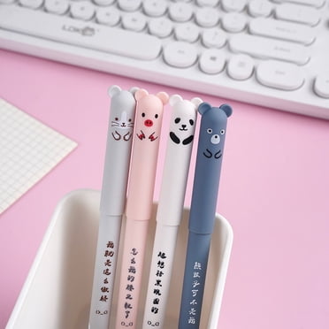 TopLLC Cub Shaped Erasable Pen Cute 0.5 Mm Crystal Blue High Color Erasable Pen Cartoons Full Needle Tube Heat Erasable Eraser pen