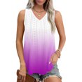 thumbnail image 2 of Plebaso Womens Tank Tops V Neck Gradient Lightweight Eyelet Shirts Flowy Loose Summer Sleeveless Blouses, 2 of 7