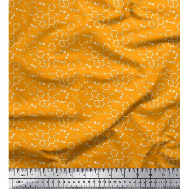 Soimoi Polyester Crepe Fabric Chemical Formula Education Theme Print Fabric by The Yard 52 Inch Wide