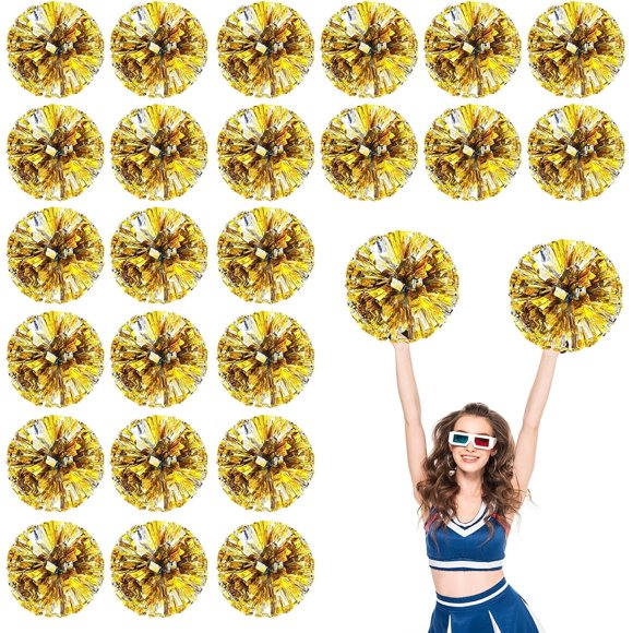 Pompons Cheerleader 24 Pack Sports Danse Cheering Plastique Métallique Pompons pour Enfants Adultes-Style Ring