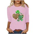 thumbnail image 2 of Meichang Chemises Chanceuses pour Femmes T-Shirts de la Saint-Patrick Trèfle à Quatre Feuilles Imprimé T-Shirts Manches 3/4 Col Rond Décontracté Hauts Irlandais Chanceux, 2 of 4