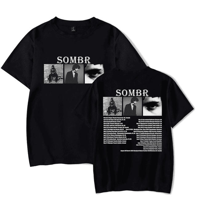 T-shirt de Tournée Sombr Merch 2025 Unisexe Hommes Femmes à Manches Courtes Tee Décontracté
