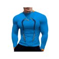 thumbnail image 1 of Hauts de Compression pour Hommes Chemise de Sport Col Rond Manches Longues Élastique Séchage Rapide Hauts Entraînement Physique Course Décontractée Cyclisme Vêtements de Sport, 1 of 2