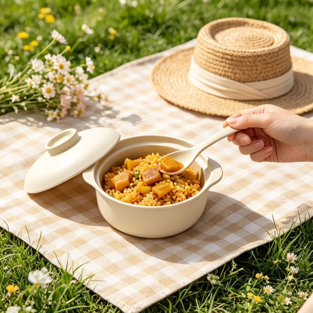 Vacemry Straw Soup Bowl With Lid And Spoon Microwave Safe, Mini Rice Bowl With Handles ForKidsKitchen Dining Home Daily Use, Durable Plastic Cute Little One Cereal Dish