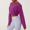 thumbnail image 5 of JDQJBZ Summer Womens Tops,Womens Long Sleeve Tops Solid Color Crew Neck Short Length Running Workout Top Spring Summer Casual Tops For Women, 5 of 5
