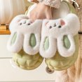 thumbnail image 4 of Womens Furry Slippers Plush Lining Cute Rabbit Removable Memory Foam Thick Bottom Soft Sole Comfortable Non-Slip Warm Winter Home Slippers Green-02, 4 of 7