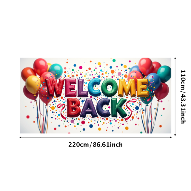 Welcome Back Banner for Office School Decorations with Balloons Colorful Pencils Party Supplies and Festive Backdrop for Event Celebration Classroom Decor