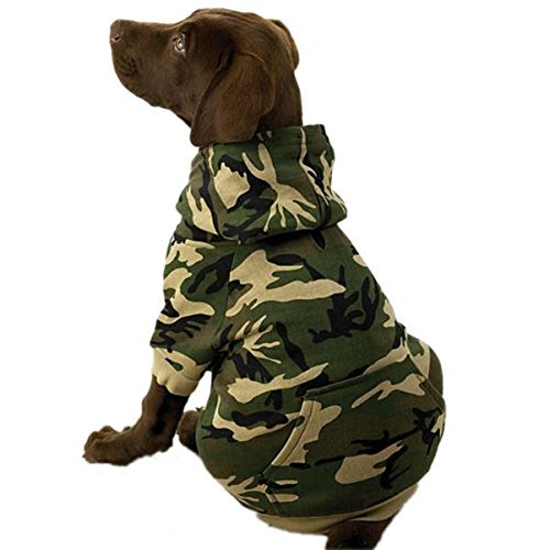 Casual Canine Couverture à Capuche pour Chien Camouflage en Polaire 24 Pouces TTG, Vert