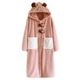 thumbnail image 1 of HAiming Robe à Capuche pour Femmes, Peignoir Doux et Mignon, Robe de Chambre Boutonnée, Molleton Duveteux, Tenue d'Intérieur Chaude avec Poches, 1 of 4