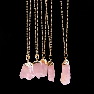 RKSTN Necklaces For Women 1PC Natural Stone Crystal Necklace Gold Plated Quartz Pendant Name Necklace Personalized Jewelry For Women