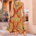 thumbnail image 4 of Ovzne Robes d'Été pour Femmes 2025 Robe Femme Robe Sans Manches Imprimée à Col Rond avec une Grande Jupe et Robe Maxi Ample Grande Taille Imprimée Liquidation, 4 of 5
