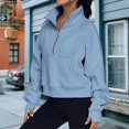 thumbnail image 2 of Stand Collar Fall Clothes Half Zip Women Solid Color Daily Outfit (Coffee XL), 2 of 6