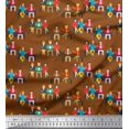 thumbnail image 1 of Soimoi Brown Poly Georgette Fabric Human Group Decor Fabric Printed Yard 42 Inch Wide, 1 of 3