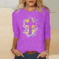 thumbnail image 2 of Blouses pour Femmes T-Shirt Imprimé Blouse à Manches 3/4 Col Rond Décontracté, Blouses pour Femmes T-Shirts pour Femmes, Blouses pour Femmes Décontractées, 2 of 3