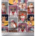 thumbnail image 1 of Soimoi Silk Fabric Paw,Hat & Animals Patchwork Print Fabric by The Yard 42 Inch Wide, 1 of 3
