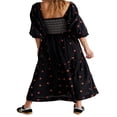 thumbnail image 3 of Women Long Dress Long Sleeve Square Neck Embroidery Flower Swing Dress, 3 of 6