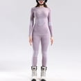 thumbnail image 2 of Women's Thermal Underwear， Breathable & Moisture-Wicking， High-Compression Base Layer Set for Skiing， Hiking， Running， Cold Weather， Solid Color, 2 of 7