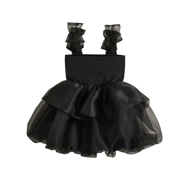 Fortune 1-6 Ans Fille une Ligne Robe Bambin Sans Manches Arc Tulle Robes Robe d'Anniversaire d'Été