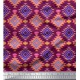 thumbnail image 3 of Soimoi Pink Viscose Chiffon Fabric Diamond Geometric Printed Fabric 1 Yard 42 Inch Wide, 3 of 5