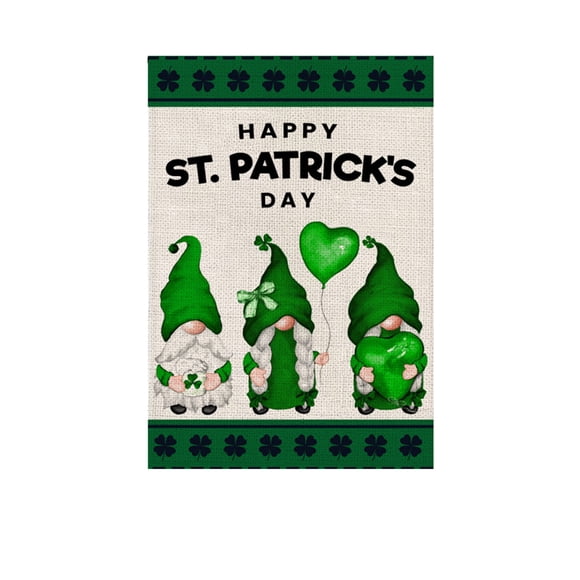 Drapeaux de Jardin Saisonniers Trèfles de Fête Drapeau Décoratif Uniques Vert Imprimé 30x45cm/11.81x17.72 Po Convient à la Décoration Extérieure