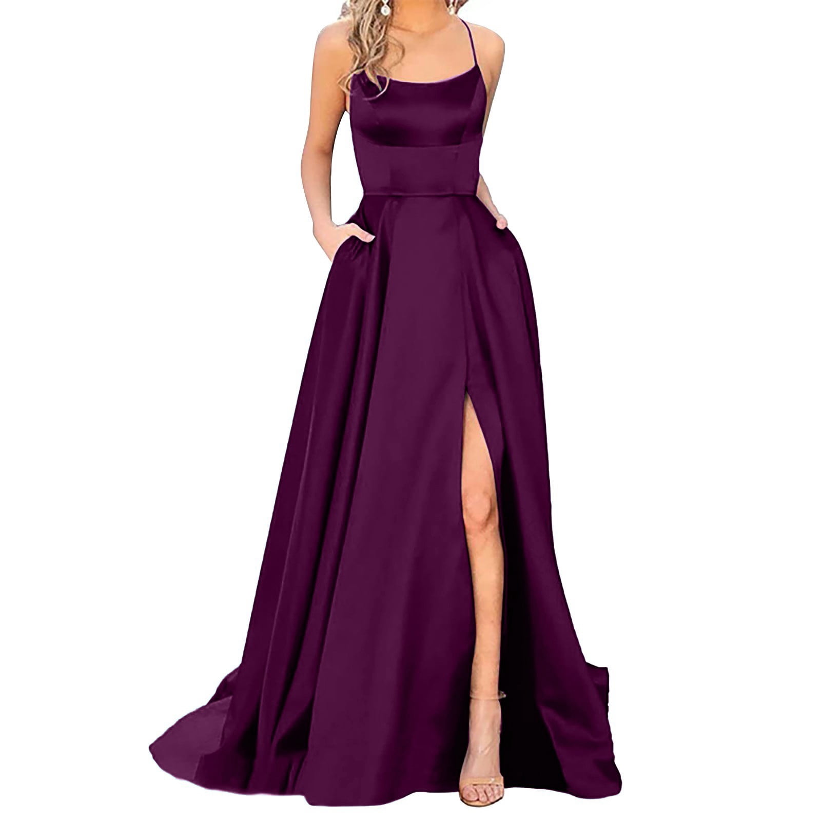 Ketyyh-chn99 Robes Formelles pour Femmes Robes de Soirée pour Mariage Robe de Fête pour Femme Robe Décontractée Robe de Bal Soirée Unie Élégante Robe Maxi Rose Vif,P