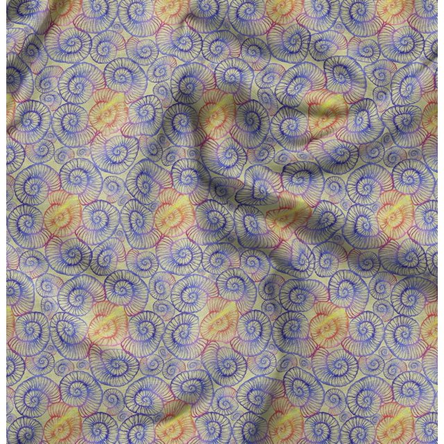 Soimoi Cotton Poplin Fabric Shells Ocean Decor Fabric Printed Yard 56 Inch Wide