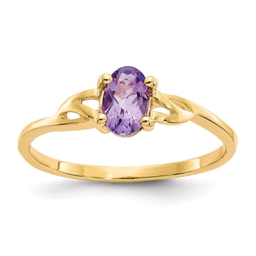 14K Yellow Gold Amethyst Birthstone Ring