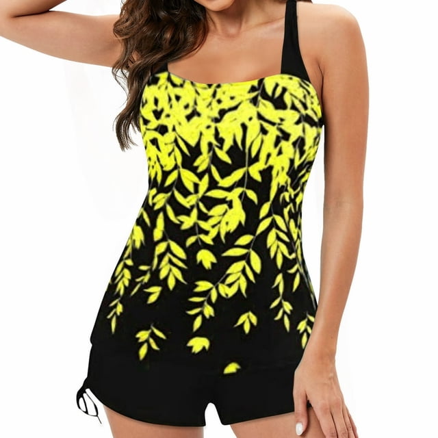 Two Piece Bathing Suit For Women Tummy Control Bathing Suits Athletic Blouson Swim Tank Top With Shorts