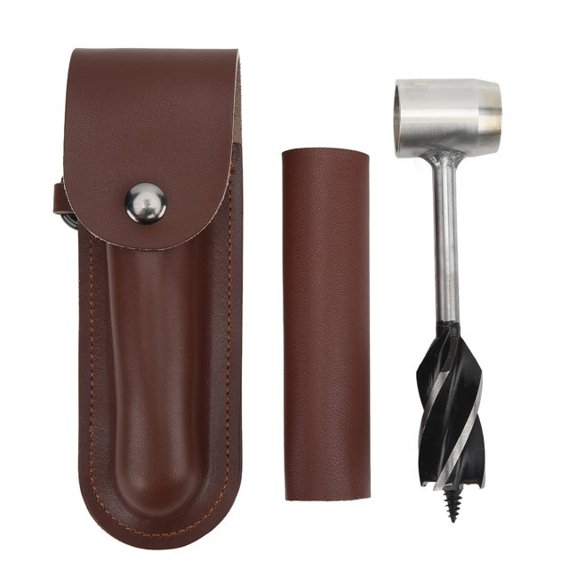 Wood Drill Bit Tool, Multifunctional Hand Auger Wrench Practical For Outdoor Activity Brown Leather Bag And Holster