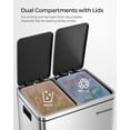 thumbnail image 3 of SONGMICS Garbage Can, 2 x 4 Gallon (2 x 15 L) Trash Can, Recycle Bin with Soft-Close Lids, Pedals, and Inner Buckets for Kitchen, Stainless Steel, Silver, 3 of 5
