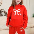 thumbnail image 2 of GDREDA Girls Sets 2 Piece Outfits Spring Children's Hoodie Set With Bow Print Red,2-3Years, 2 of 4