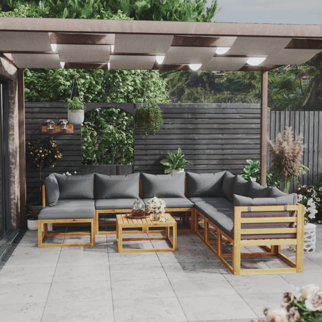 vidaXL 9 Piece Garden Lounge Set with Cushion Solid Acacia Wood