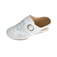 thumbnail image 1 of Clogs for Women Mules Slide Closed Toe Clog Buckle Decor Hollow out Comfortable Wedge Mule White, 1 of 7