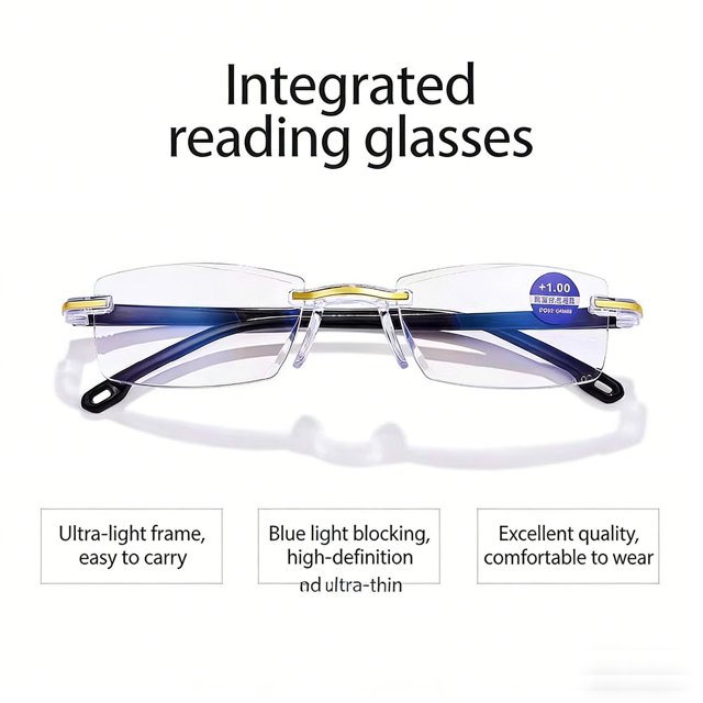 Tarmeek Diamond Rimless Reading Glasses Blue Light Blockin Advanced Smart Portable Diamond Rimless Reading Glasses Great for Spring and Daily Life Gift for Women