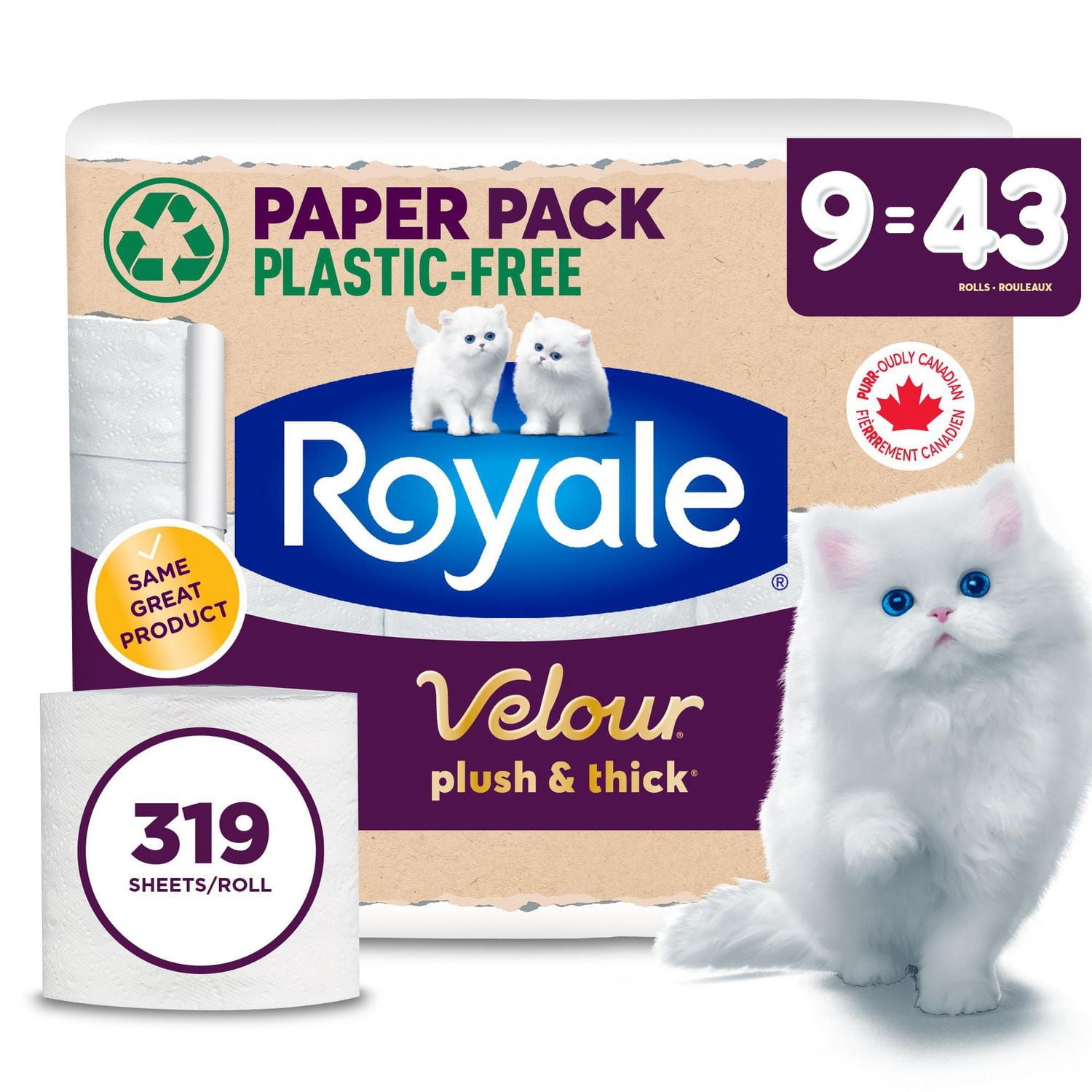 Royale Velour Recyclable Paper, 9 Mega equal 43 Toilet Paper