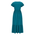 thumbnail image 4 of AherBiu Robe Maxi Bohème pour Femmes à Manches Cap, Été, Décontractée, Ample, à Volants, Fluide, avec Poches, 4 of 6