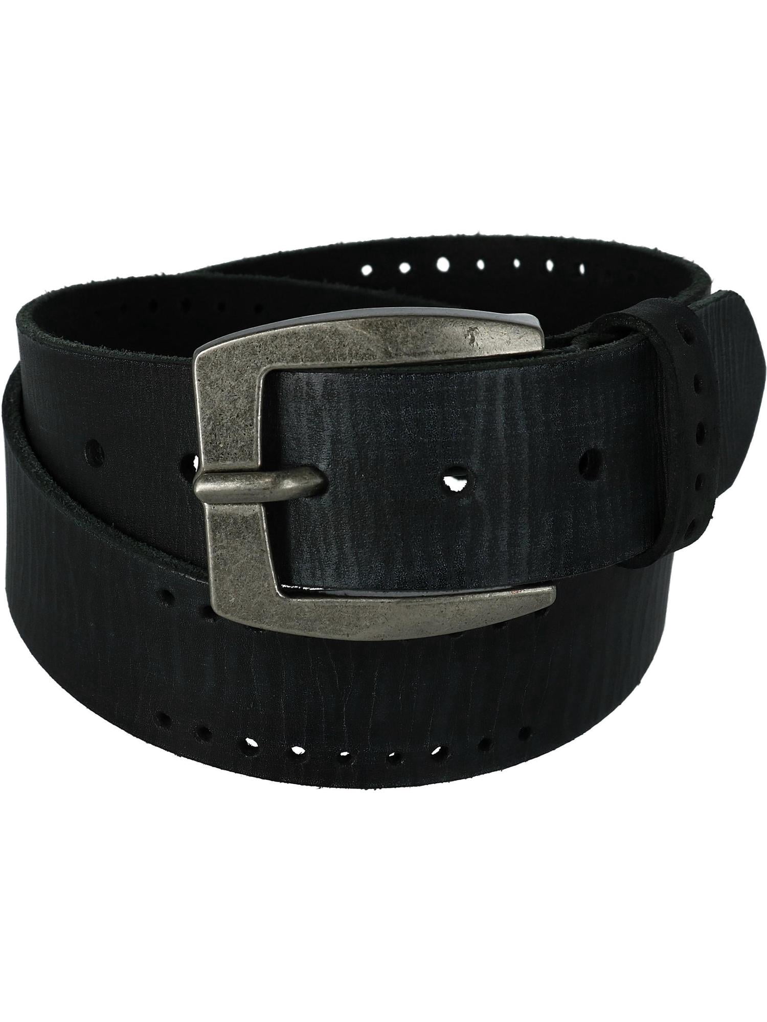 CTM® Ceinture à Bride en Cuir Vieilli avec Perforations (Hommes)