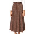 thumbnail image 2 of Jupes pour Femmes Mode Jupe Longue Imprimée Léopard Floral Poche Pressée Plissée Style Vêtements pour Femmes Café S, 2 of 5