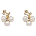 thumbnail image 1 of 2 Pieces Hairpin Headdress Flat Back Non-perforated Design Shiny Rhinestones Beautiful Pearl Flower Buckle for Dancing Party Type 8, 1 of 7