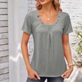 thumbnail image 2 of lcziwo Camisoles Habillées pour Femmes 2024, Débardeurs d'Été pour Femmes, Chemisier T-Shirt à Manches Courtes à Boutons pour Femme Froncé à Col Rond Décontracté, Gris, TG, 2 of 4