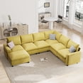 thumbnail image 1 of Noble House 120.1" L Shaped Modular Sectional Sofa, 7 Seater Sectional Sofa with Storage Ottoman,yellow, 1 of 9