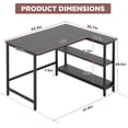 thumbnail image 3 of FDW L-Shaped Gaming Desk 43 Inch Corner Desks, Reversible Side Storage Shelves Metal Frame PC Work Table for Home Office Dorm Sturdy Writing, Black, 3 of 7