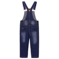 thumbnail image 2 of KIDSCOOL SPACE Little Boys Slim Fit Jeans,Ripped Big Bib Pocket Fashion Denim Overalls,Deep Blue,8-9 Years, 2 of 8